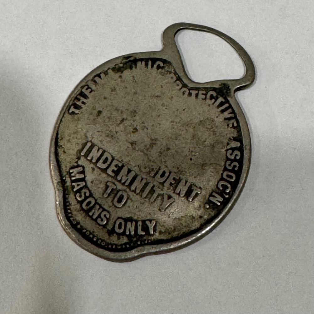 Masonic Protective Association Identity Tag Fob Silver Tone Antique 253135